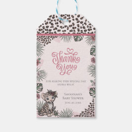 Cute Leopard Safari Girl Baby Shower Thank You Geschenkanhänger