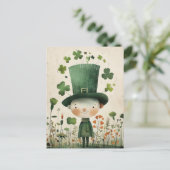 Cute Leprechaun Watercolor St. Patrick's Day  Postkarte (Stehend Vorderseite)