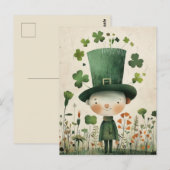 Cute Leprechaun Watercolor St. Patrick's Day  Postkarte (Vorne/Hinten)