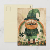 Cute Leprechaun Watercolor St. Patrick's Day  Postkarte (Vorne/Hinten)