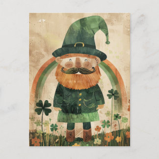 Cute Leprechaun Watercolor St. Patrick's Day  Postkarte