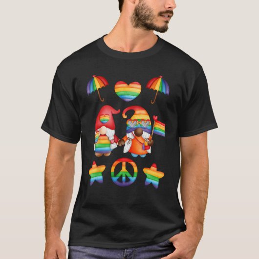 Cute Lesbian Couple Gnomes Pride Month Human Lesbi T-Shirt (Vorderseite)