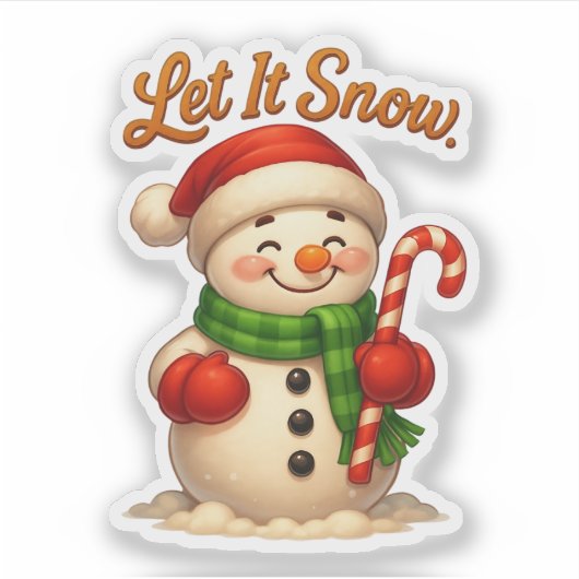Cute Let It Snow Snowman Sticker (Vorderseite)