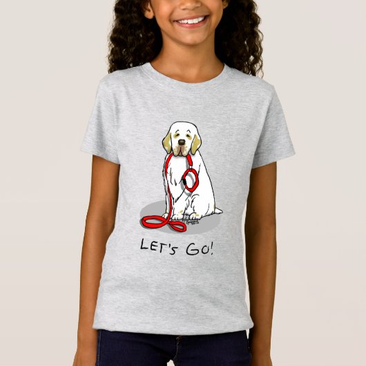 Cute Let's Go! Walk Clumber Spaniel Dog (lemon 1) T-Shirt (Vorderseite)