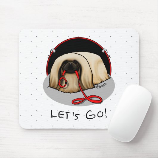 Cute Let's Go! Walk Pekingese Dog (brown masked) Mousepad (Mit Mouse)