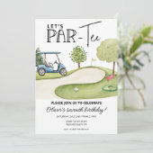 Cute Let's Par-Tee Golf Birthday party, any age Einladung (Stehend Vorderseite)