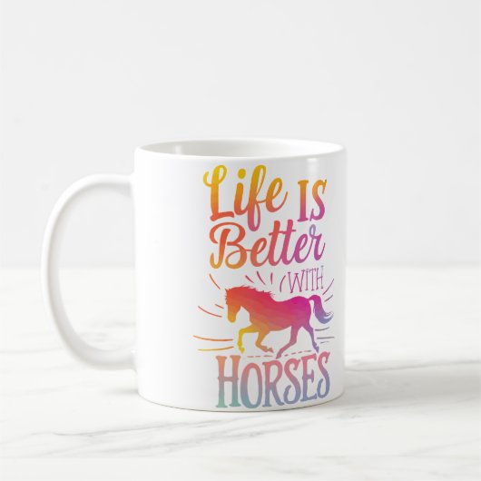 Cute Life Is Better With Horses Horseback Riding L Kaffeetasse (Links)