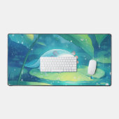 Cute Light Blue Axolotl Rainy Lily Pond Schreibtischunterlage (Tastatur & Maus)