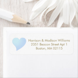 Cute light blue heart custom gold Return Address