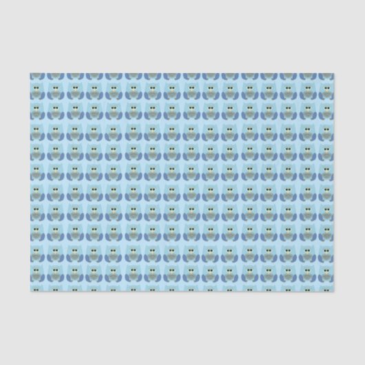 Cute Light Blue Owl Pattern Seidenpapier (Vorderseite)