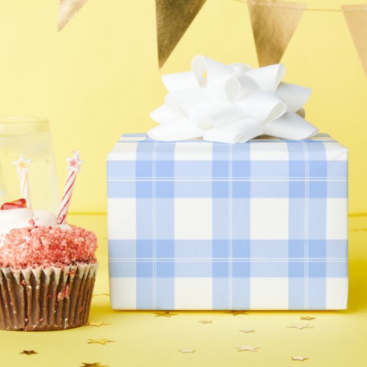 Cute Light Blue Plaid Simple Classic Geschenkpapier (Geburtstagsparty)