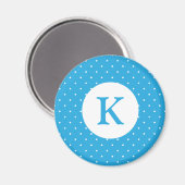 Cute Light Blue Polka Dot Pattern Monogram Magnet (Vorderseite/Rückseite)