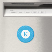 Cute Light Blue Polka Dot Pattern Monogram Magnet (In Situ (Geschirrspüler))