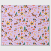Cute Lilac Christmas Dachshund Merry Woofmas Geschenkpapier (Flach)