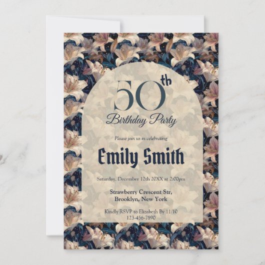 Cute Lilies Petal Surprise Birthday Party Einladung (Vorderseite)