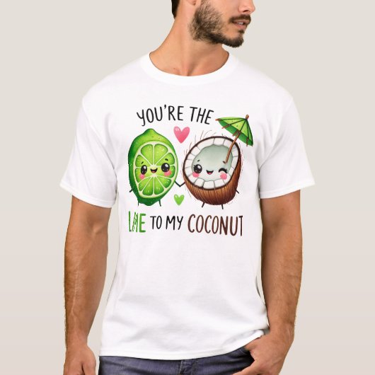 Cute Lime and Coconut Friendship Design T-Shirt (Vorderseite)