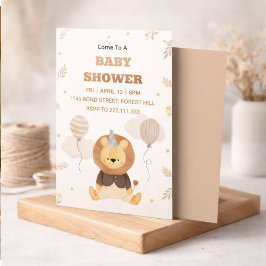 Cute Lion Baby Shower Invitation | Neutral Safari Einladung
