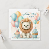 Cute Lion birthday Personalize Custom Karte (Vorderseite/Rückseite Beispiel)