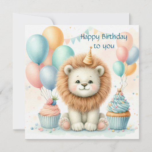 Cute Lion birthday Personalize Custom Karte (Vorderseite)