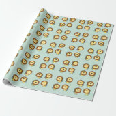 Cute lion blue pattern birthday geschenkpapier (Ungerollt)