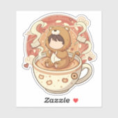 Cute Lion Boy Drinking Coffee Aufkleber (Blatt)