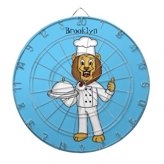 Cute lion chef cartoon illustration dartscheibe (vorne)