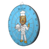 Cute lion chef cartoon illustration dartscheibe (Vorderseite rechts)