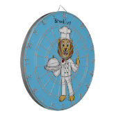 Cute lion chef cartoon illustration dartscheibe (Vorderseite Links)