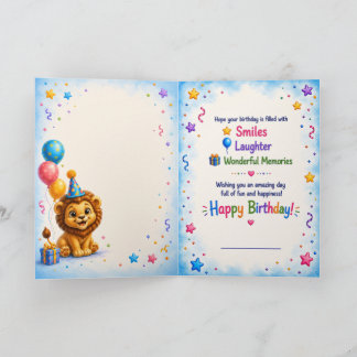 Cute Lion Happy Birthday Greeting Card Karte