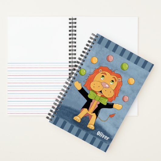 Cute Lion Juggler Kid Personalized Spiral Notebook Notizblock (Innen)