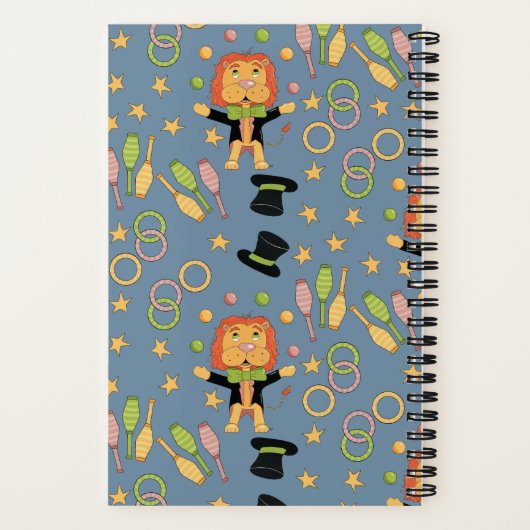 Cute Lion Juggler Kid Personalized Spiral Notebook Notizblock (Rückseite)