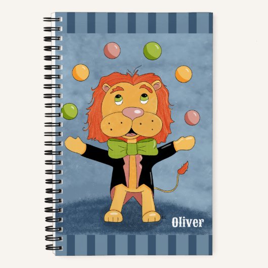 Cute Lion Juggler Kid Personalized Spiral Notebook Notizblock (Vorderseite)