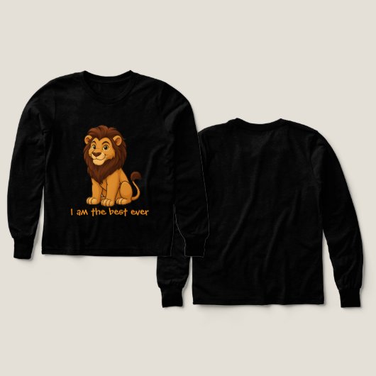 Cute lion kids sweatshirt "I am the best ever" (Design Vorder- & Rückseite)