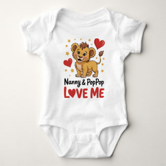 Cute Lion Nanny & PopPop Love Me Grandparent Baby Strampler
