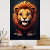 Cute Lion Nursery Wall Art Jungle Animal  Poster (Küche)