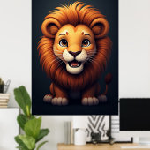 Cute Lion Nursery Wall Art Jungle Animal  Poster (Heimbüro)