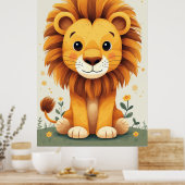 Cute Lion Nursery Wall Art Jungle Poster (Küche)