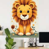 Cute Lion Nursery Wall Art Jungle Poster (Heimbüro)
