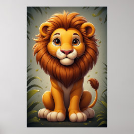 Cute Lion Nursery Wall Art Safari Animal Poster
