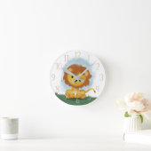 Cute Lion Personalized Gender Neutral  Round Clock Runde Wanduhr (Zuhause)