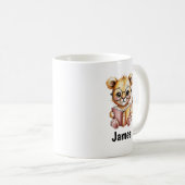 Cute Lion Reading a Book Custom Kaffeetasse (VorderseiteRechts)