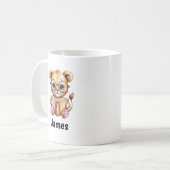 Cute Lion Reading a Book Custom Kaffeetasse (Vorderseite Links)