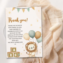 Cute Lion Watercolor Baby Shower Boy