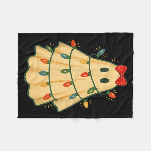 Cute Lit Ghost Christmas Tree Funny Gift Halloween Fleecedecke (Vorderseite (Horizontal))