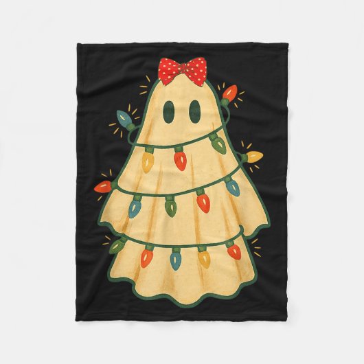Cute Lit Ghost Christmas Tree Funny Gift Halloween Fleecedecke (Vorderseite)