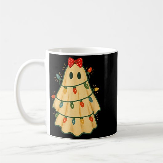Cute Lit Ghost Christmas Tree Funny Gift Halloween Kaffeetasse (Links)