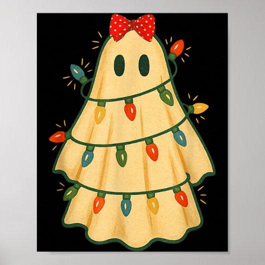 Cute Lit Ghost Christmas Tree Funny Gift Halloween Poster (Vorne)