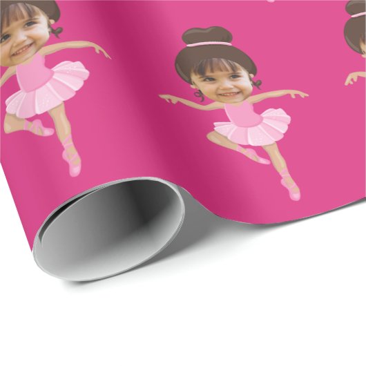 Cute Little Ballerina Girl Custom Kids Photo Geschenkpapier (Rolleneckpunkt)