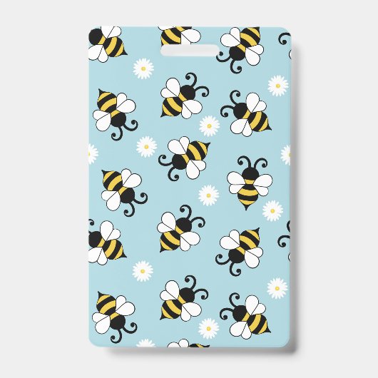 Cute little bees and daisy flowers pattern ausweis (Vorderseite)