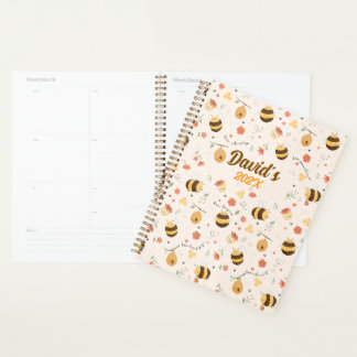 Cute little bees and daisy flowers pattern planner planer